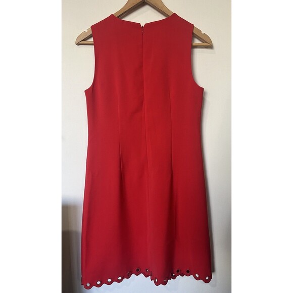 J Crew Cranberry Red Scalloped Hem Sleeveless Mini Shift Dress Size 2 - Picture 4 of 10